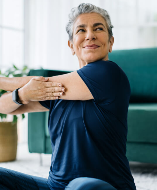 Photo of a lady doing stretches